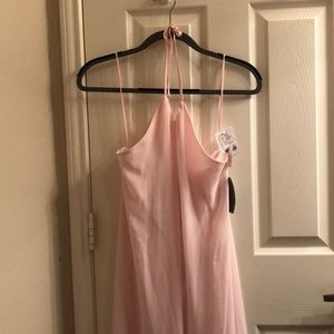 powder pink chiffon maxi dress